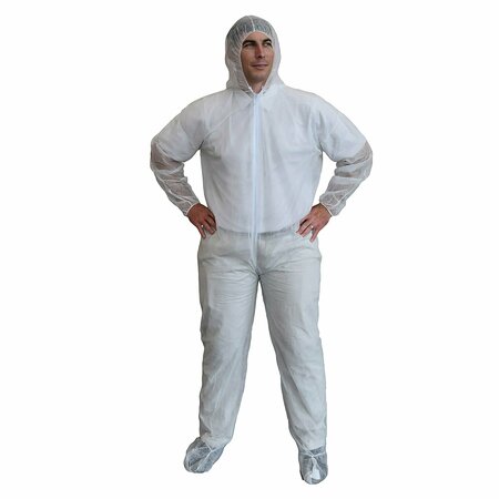 CORDOVA Polypropylene, Coverall, Hood, Boots, Economy Weight, XL, 12PK COEHBXL